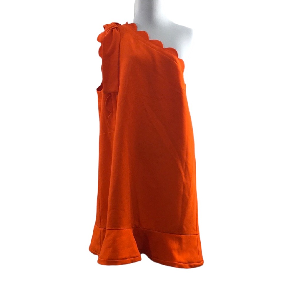 Victoria Beckham Target Orange One Shoulder Dress Womens XL Ruffle Hem